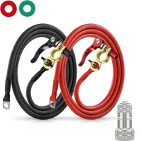 Terminal de batería automotriz de 12AWG/10AWG/8AWG, postes, Cables negativos positivos de latón con par de terminales para coches y motocicletas