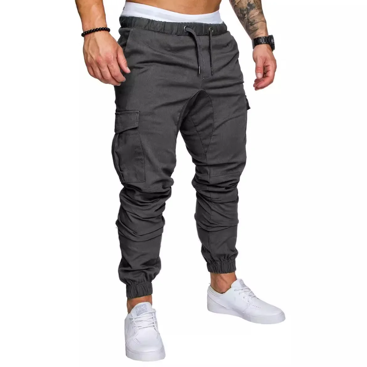 Men\'s Overalls, Multi-pocket Micro-elastic Sports Casual Fitness Leggings Trousers Joggers Men Cargo Pants Men