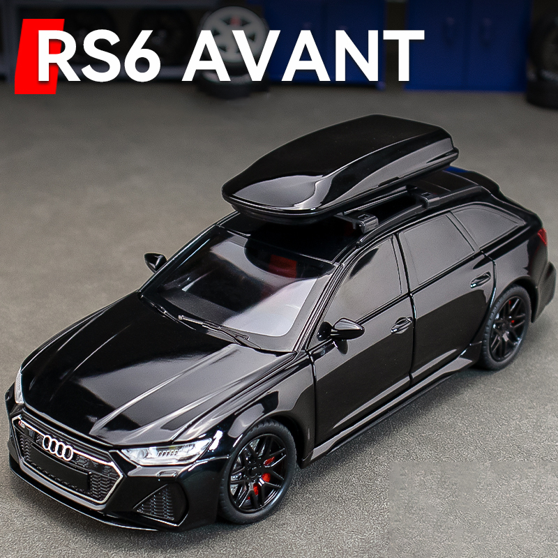  1:24 RS6 Quattro Station Wagon Alloy Toy Car Model Wheel Steering Sound and Light Children's Toy Collectibles Birthday gift 