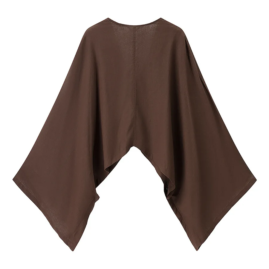 Nuevo producto para principios de otoño, viajero transfronterizo, estilo perezoso, capa estilo chal, top con cuello en V, top de estilo versátil