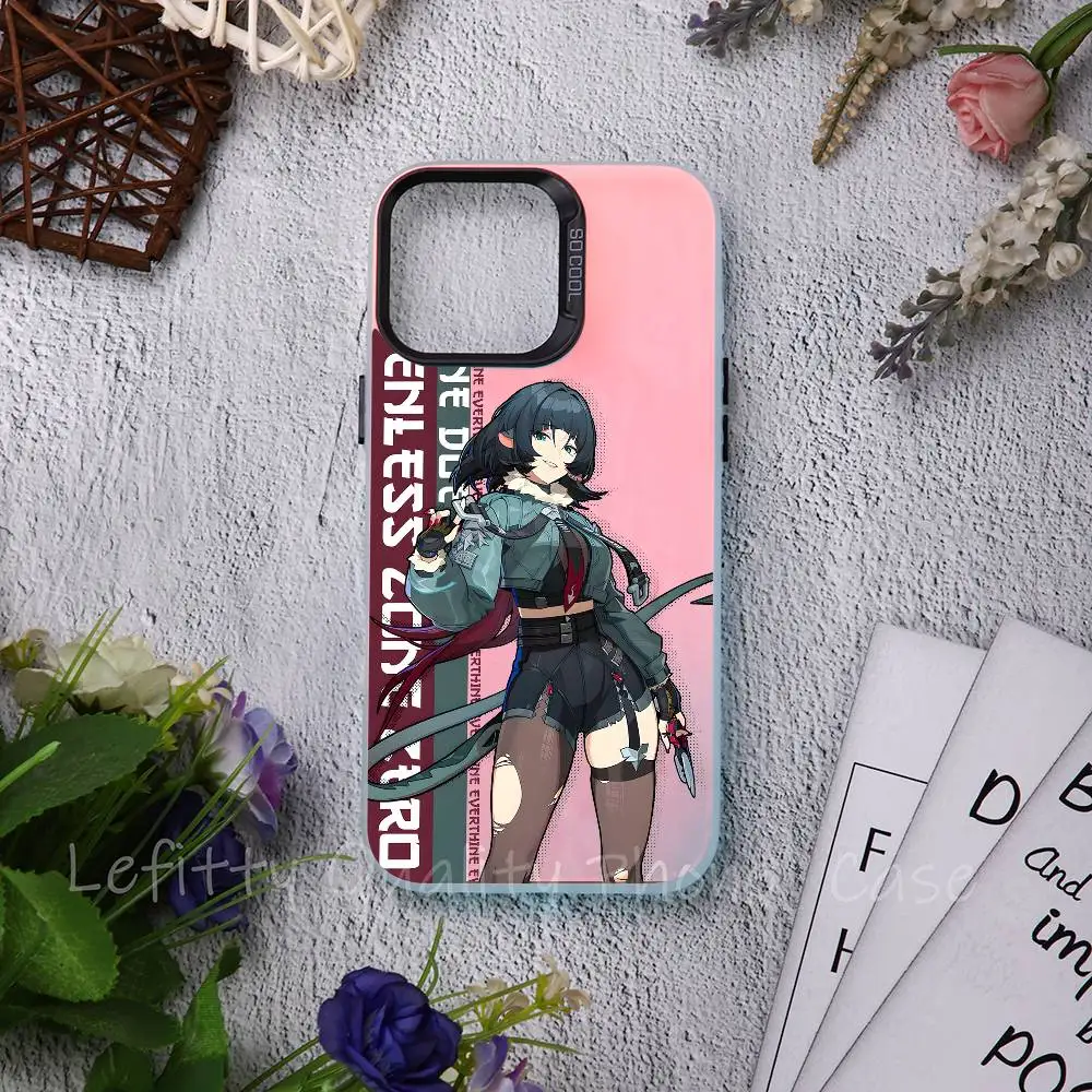 

Jane Doe Tsukishiro Yanagi Phone Case For IPhone 16 15 14 13 12 11 Pro Max Matte Aurora Multicolor Laser Metallic Gradient Funda