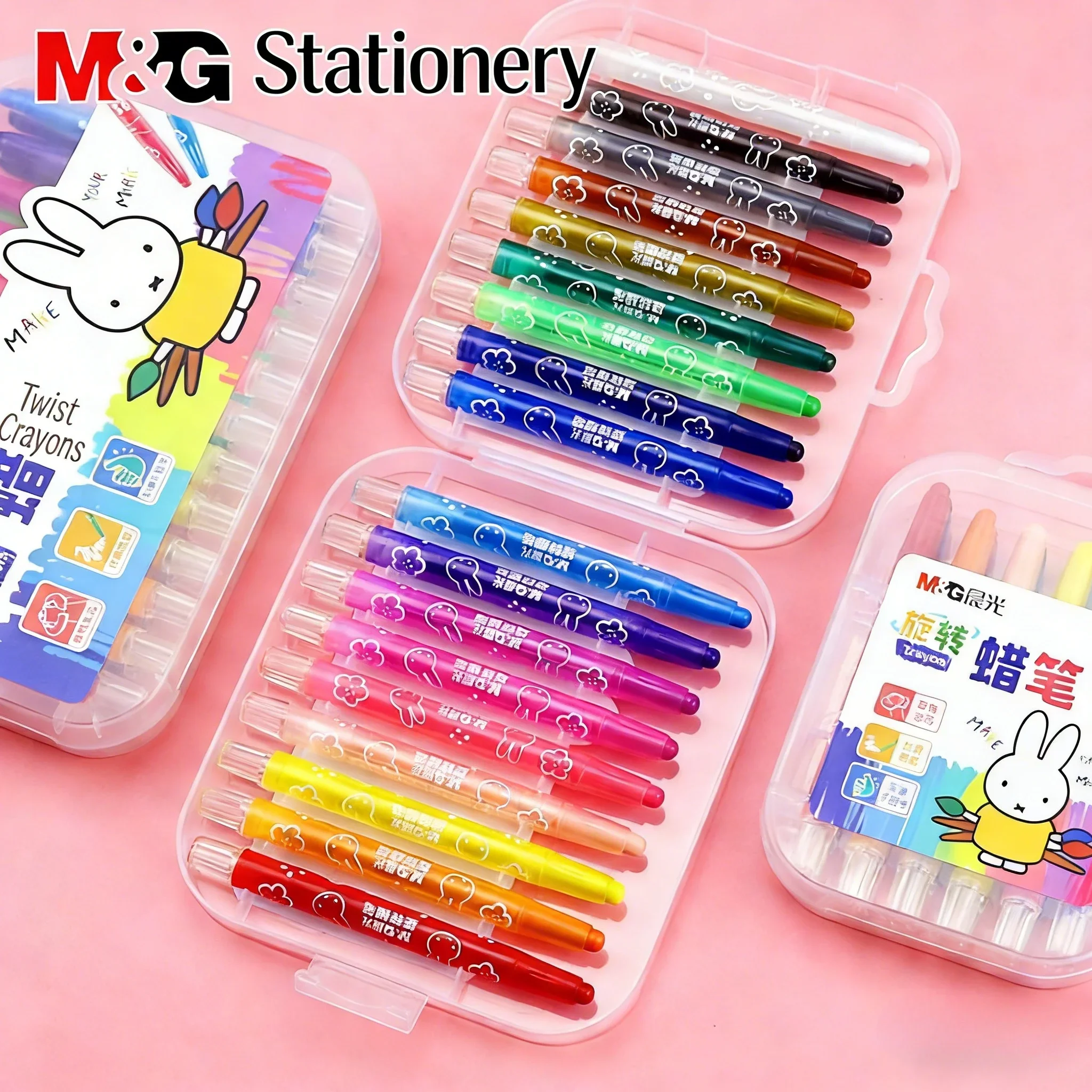 Crayones de Plástico Giratorios M&G X4323, Lavables, No Pegajosos, No Tóxicos, Pasteles al Óleo, Lápices de Dibujo para Niños y Estudiantes