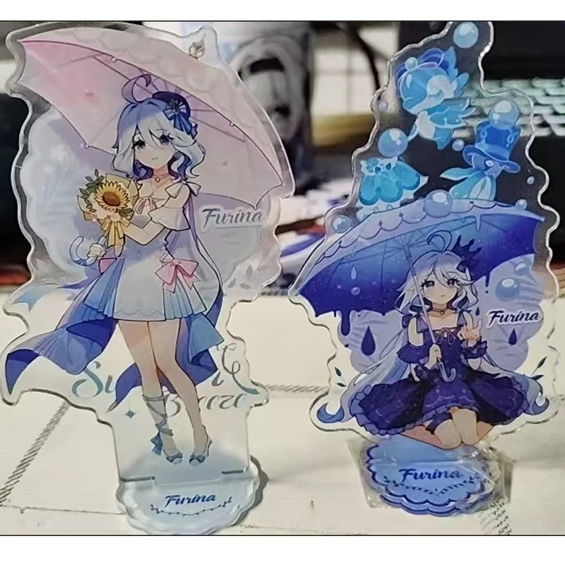 2Pcs/Set Game Cartoon Focalors Furina de Fontaine Acrylic Figure Stand Model Tabletop Toys gift