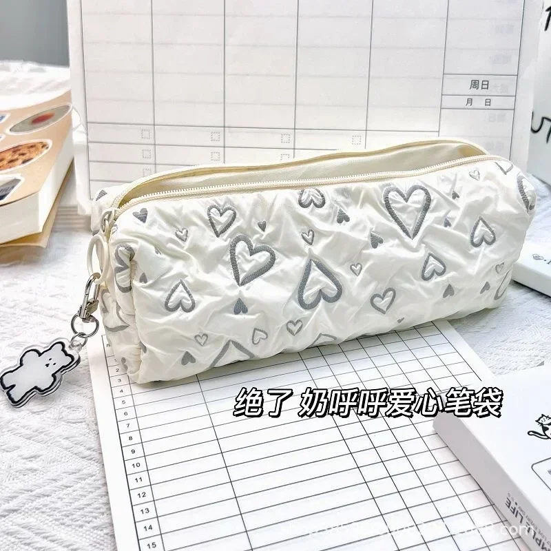 Pencil Case Fashionable Love Pencil Case Large Capacity Stationery Storage Bag Soft Pen Bag Multifunctional Learning Supplies