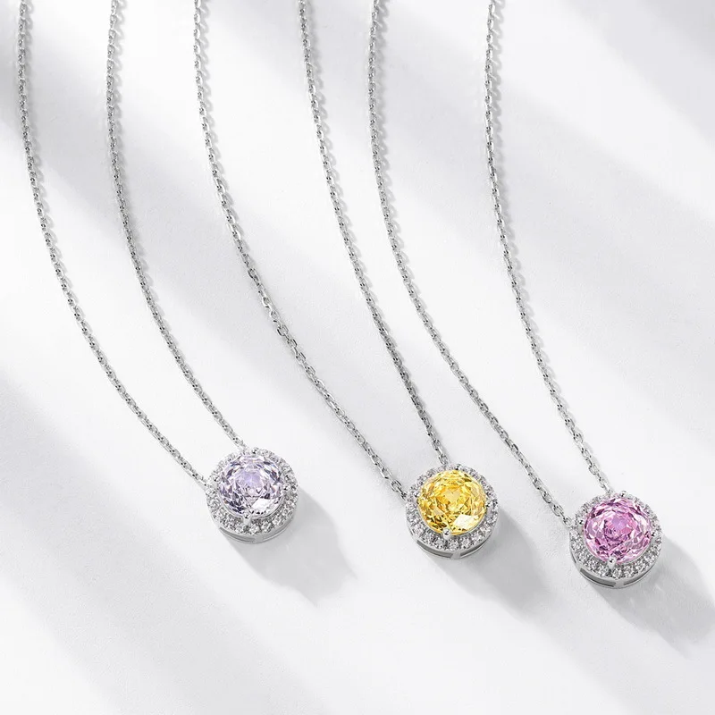 

New In 8x8mm Rose Cut Zircon Pendant Necklace For Women 100% 925 Sterling Silver Sparkling Wedding Party Fine Jewelry Gift