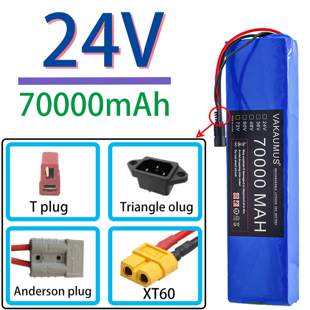 

24V 7S4p 70AH 18650 rechargeable lithium battery pack electric bicycle scooter unicycle battery with built-in BMS+29.4V charger