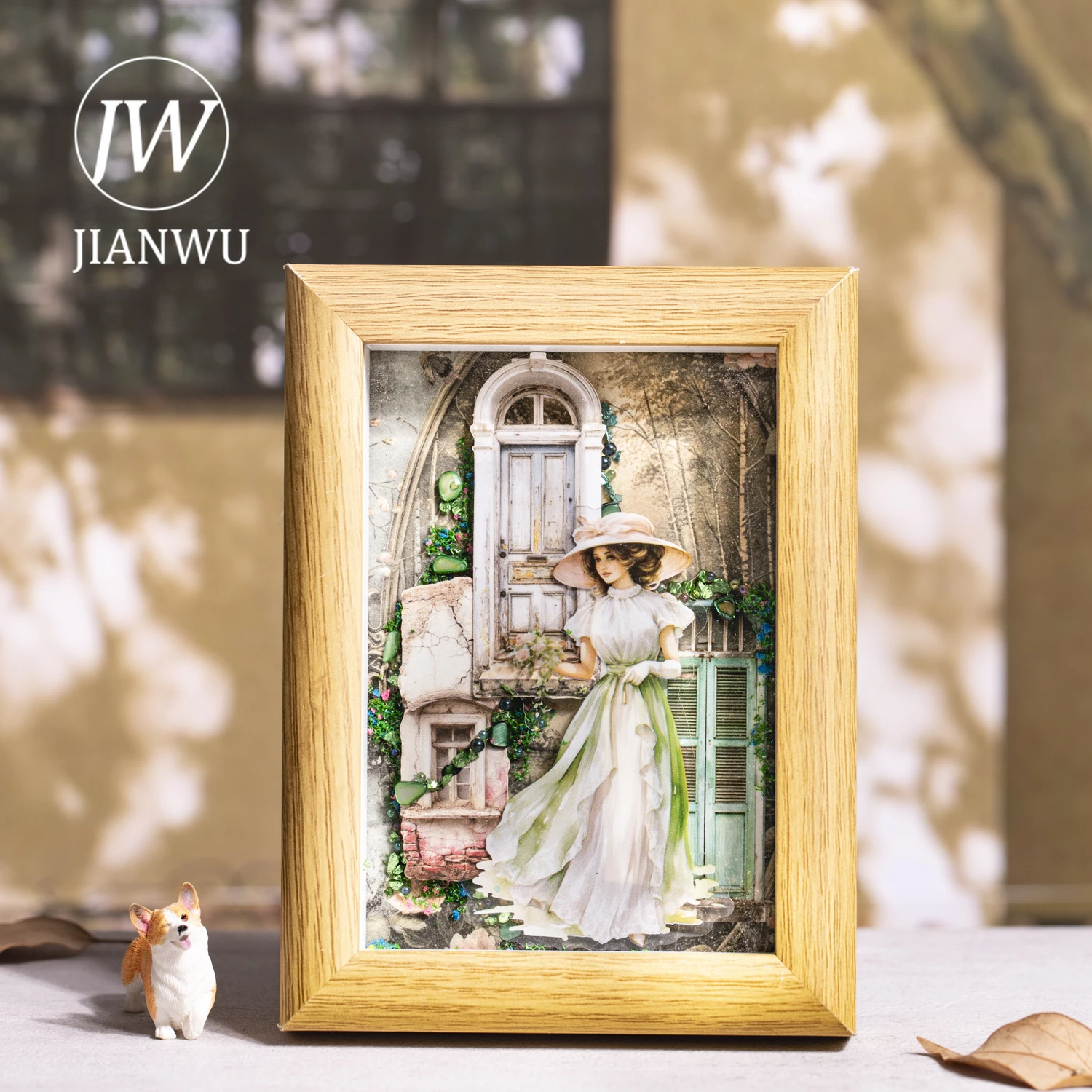JIANWU Vintage Door Window Series Retro Hollow Window Landscape Material Collage Scrapbook Sticker Creative Journal Stationery