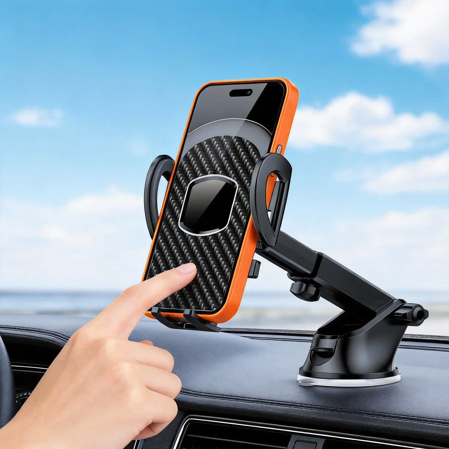 Suporte para Telefone de Carro para Painel/Para-brisa/Ventilação 360 ° Clipe Ajustável com Compatibilidade de Rotação, Adequado para Todos os Smartpho