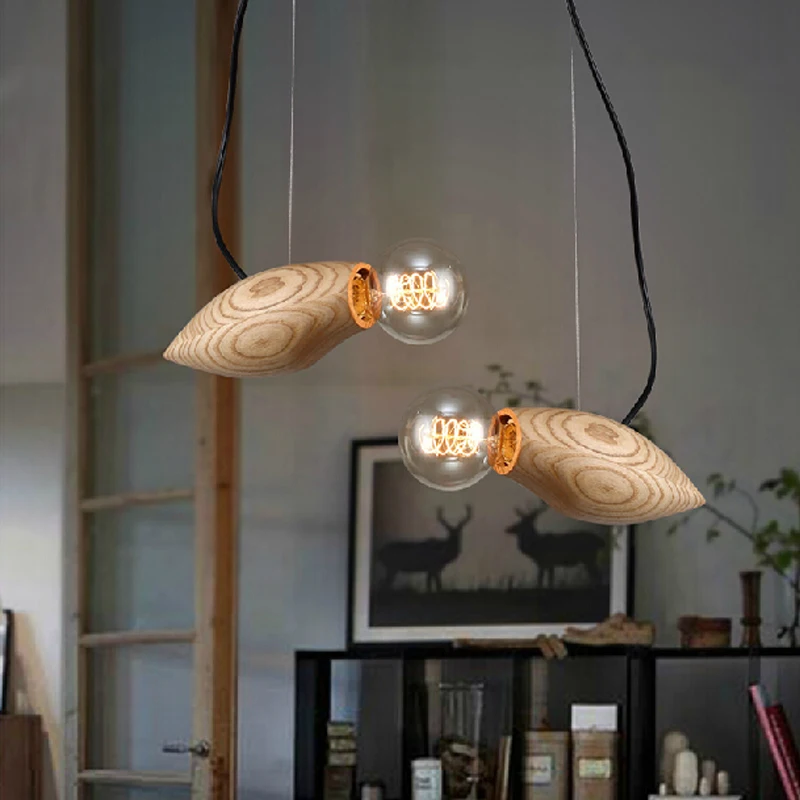 Imagem -05 - Honeybee Wood Pendant Light Modern Fixture Home Decor Sala de Jantar Quarto Bird Shape Lamp Lâmpada E27