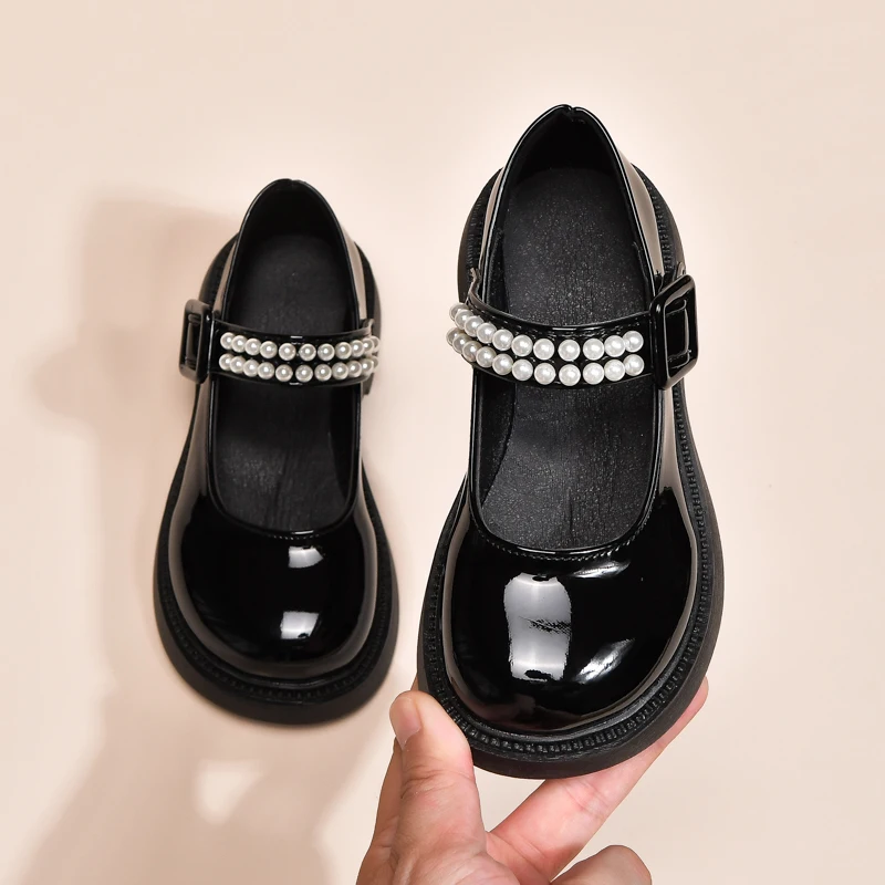 

New Children Princess Shoes Elegant School Uniform Girls Leather Shoes Black Versatile Kids Causal Performance Mary Jane Shoes