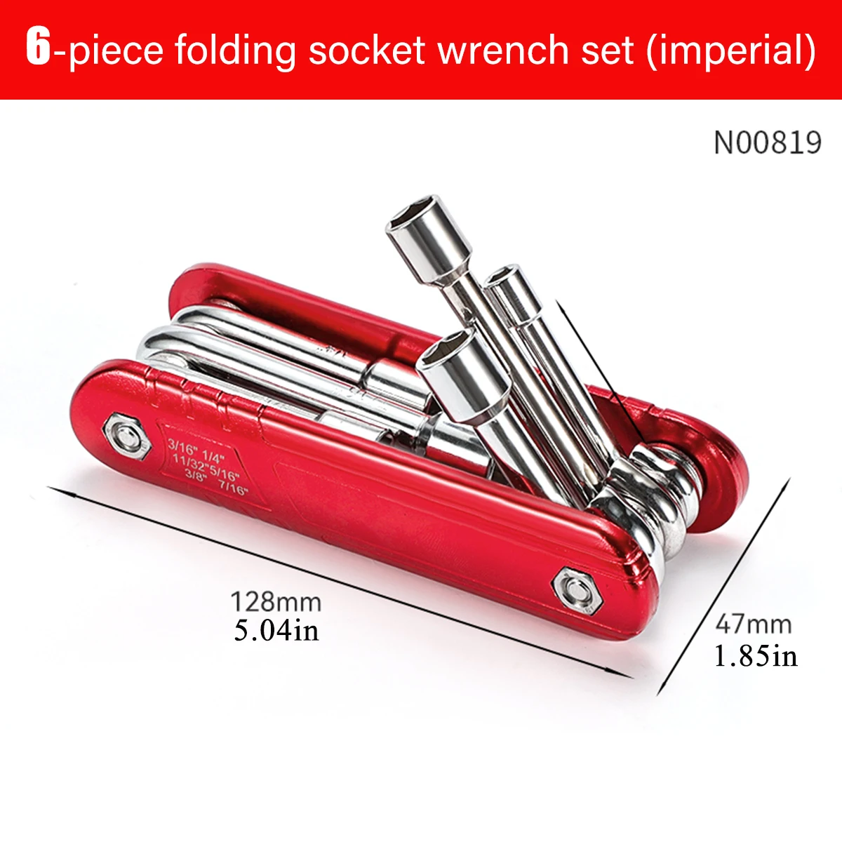 Multifunctional 6 in 1 Folding Nut Driver Set SAE, Portable Household Mini Folding Hexagon Socket Wrench