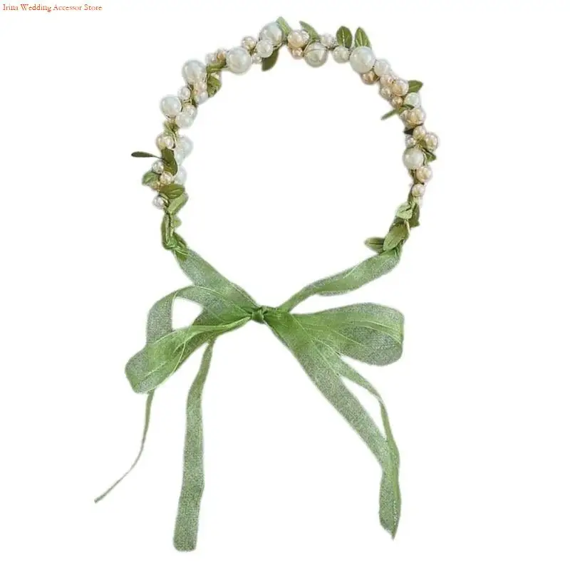 G92D Delicate Pearl/ Hair Hoop Flower Girl Spring Headband Wedding Parties Kids Pearl Photography Headband