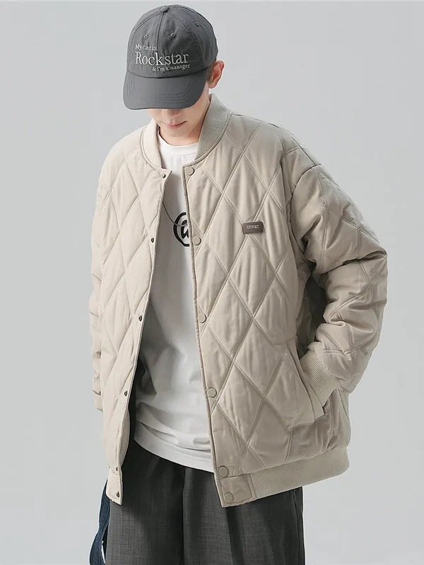 

Men's Winter Thickened Baseball Cotton Jacket Retro High Street Style Student Warmth Outerwear Korean Version Cleanfit Zipper