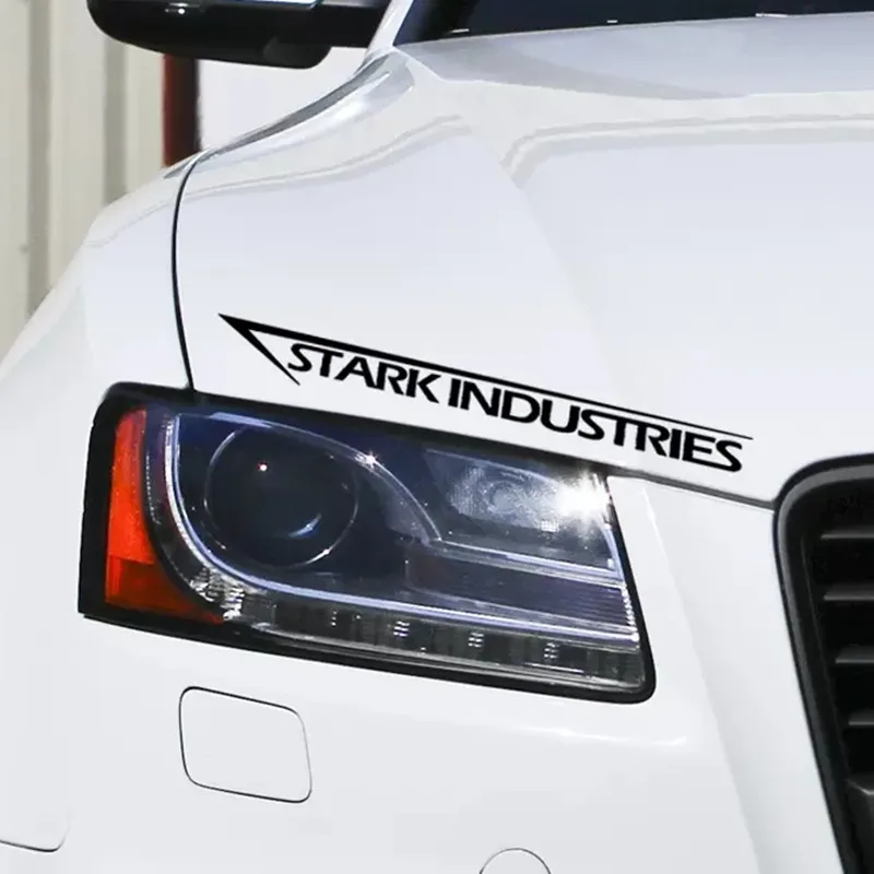 2PCS Car Stickers Stark Industries Reflective Decoration For Hood Headlights Trunk Bumper Windshield Door Motorcycle D30