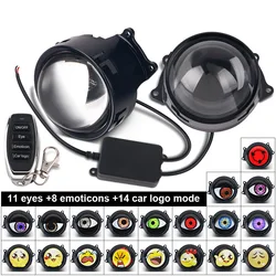 2 in1 Car Dynamic Devil Eye Moto Decorative Headlight Demon Eye Universal Modification Headlights 3D Lens Design Remote Control
