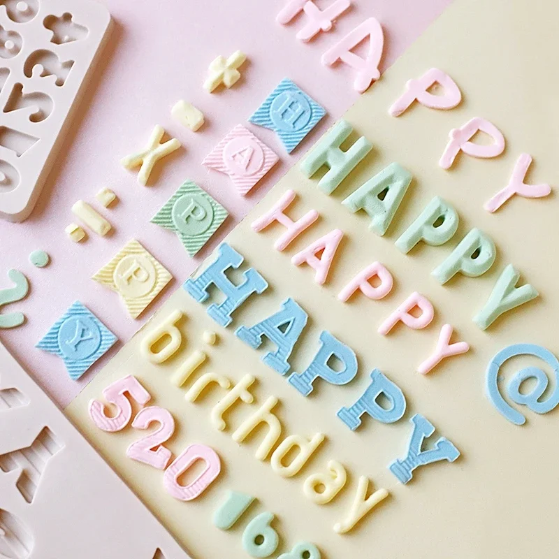 VERIDIAN Baking Cake Silicone Mold Uppercase and Lowercase Letters Texture Digital Fondant Chocolate Mold Cake Decorating Tools