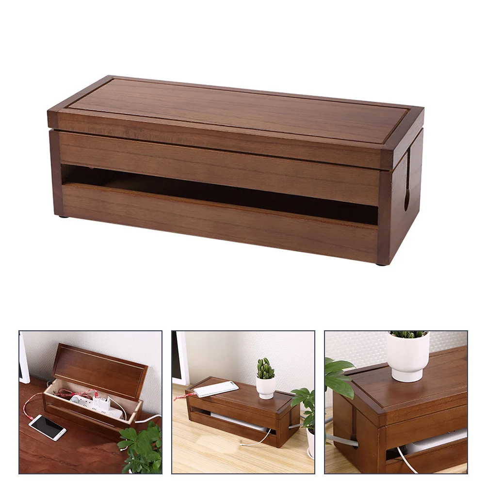 Socket Case Solid Wood Wiring Box Cable Manager Hub Storage Coffee Paulownia Main Body
