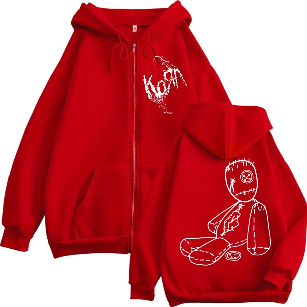 Limitierte Korn Rock Band Merch-Kapuzenpullover mit Reißverschluss, Musikalbum-Issues-Print, Sweatshirts mit Reißverschluss für Männer und Frauen, hochwertige modische Pullover – Detail 6