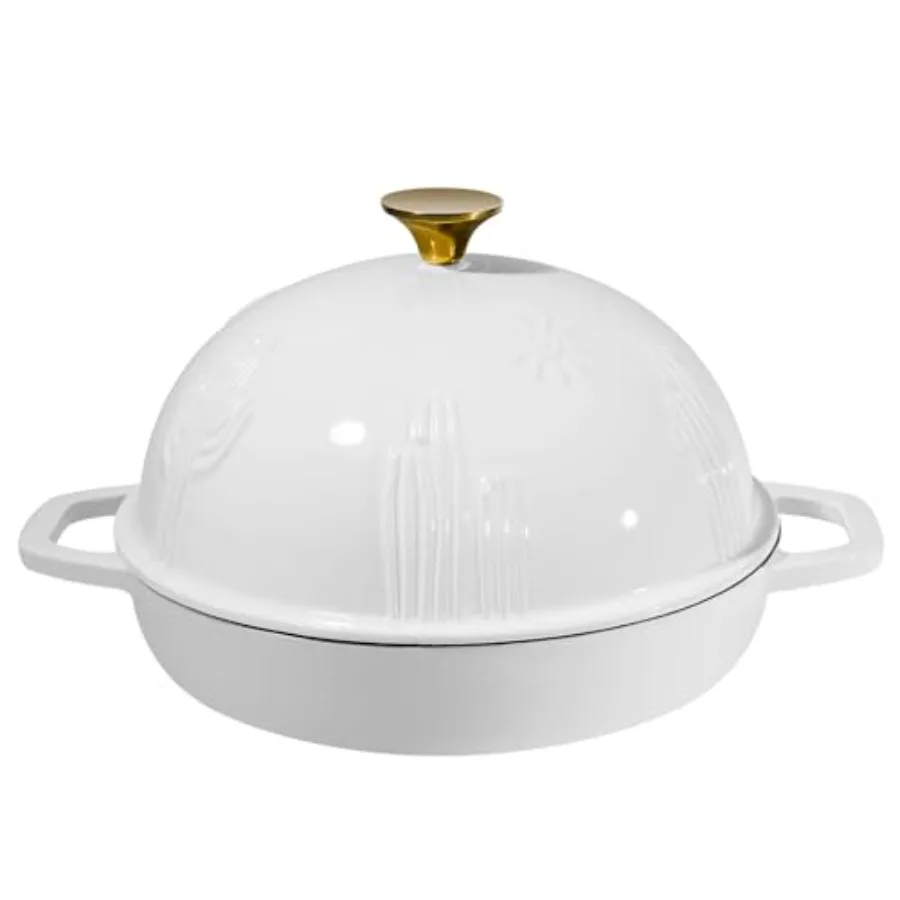 

Bread baking Dutch oven for sourdough enameled cast iron white 9.8-inch dome cloche lid