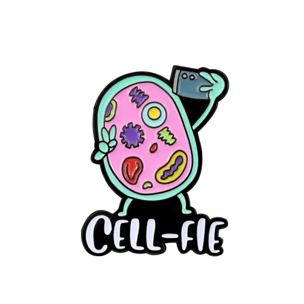 Cell-Fie Badge Biology Quote Enamel Pin Funny Cellfie Selfie Brooch Science Biology Jewelry Gifts