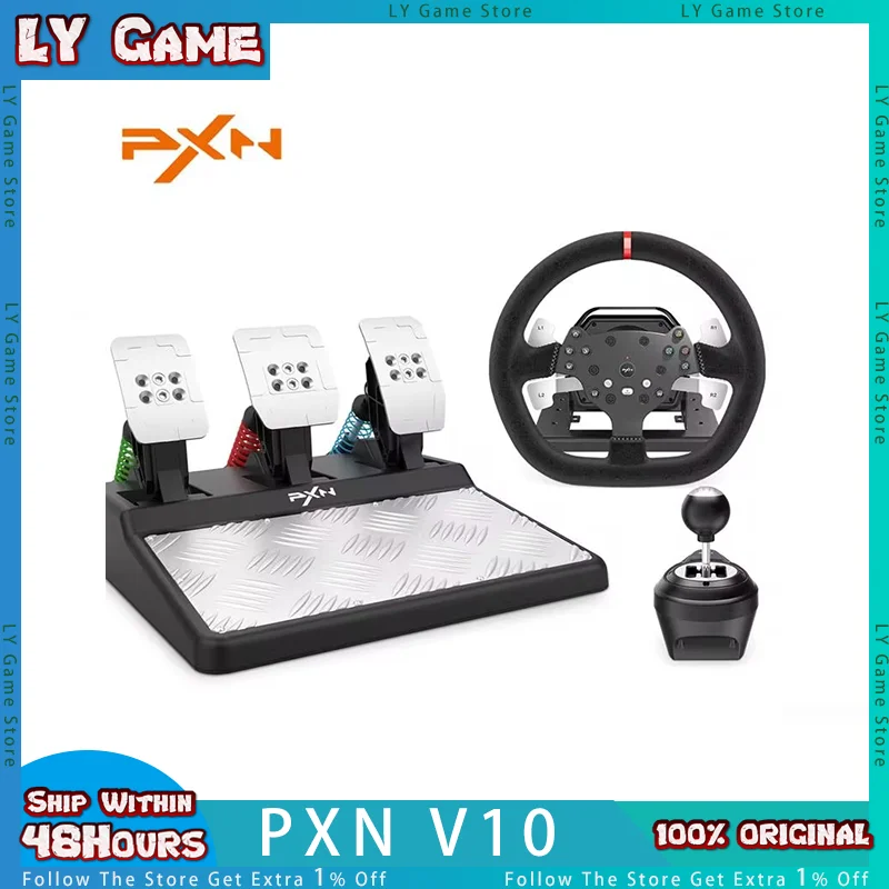 PXN V10 Game Steering Racing Simulator Steering Wheel Volante 270°/900° Rotation Clamps For PC/PS4/Xbox One/Xbox Series Custom