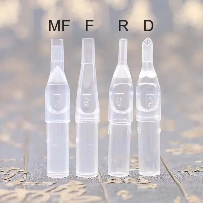 50Pcs Disposable Transparent Tattoo Nozzle Tips Clear Plastic Sterile Assorted Permanent Makeup Needle Tubes Tattoo Accessories