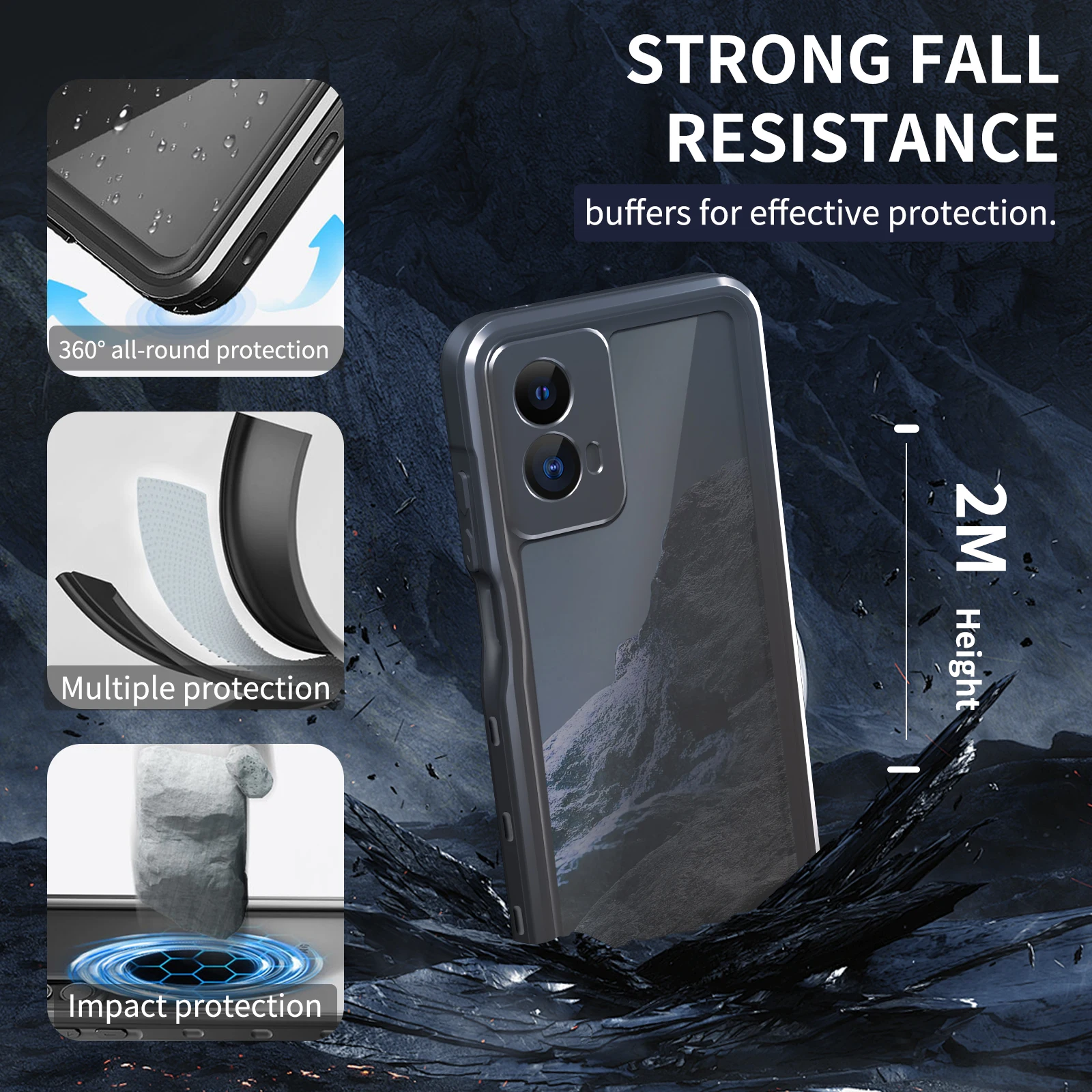 

PC+TPU Lens Protection Durable Full Seal IP68 Waterproof case for MOTO G pure 2021 G PLAY 2023 2024 G STYLUS 5G 2024 G 5G 2025