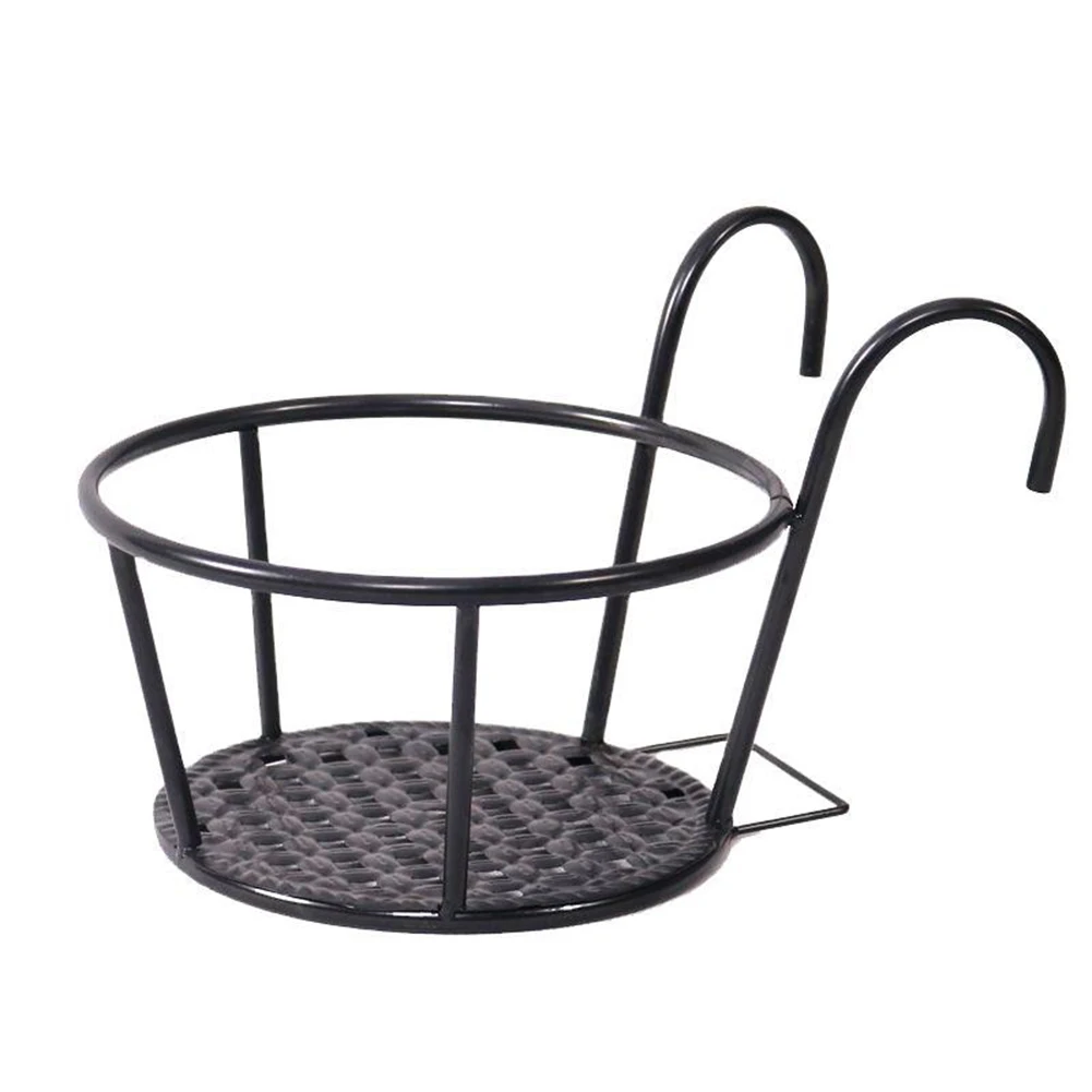 

Hanging Railing Flower Pot Holder Balcony Plant Basket On Metal Fence Rail, Wrought Iron Hanging Basket