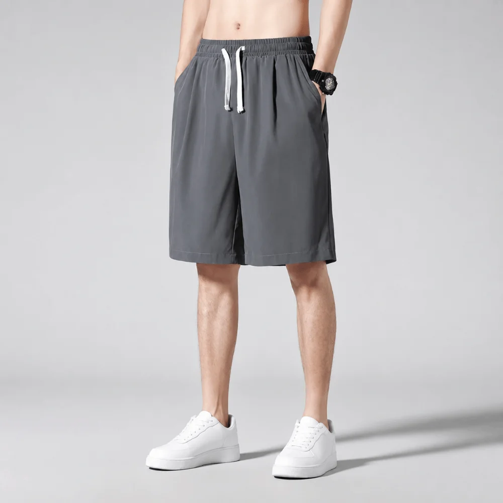Soft Ice Silk Ice Silk Shorts Quick Dry Elastic Waist Quick Dry Shorts Knee Length Drawstring Athletic Shorts Casual Lounge