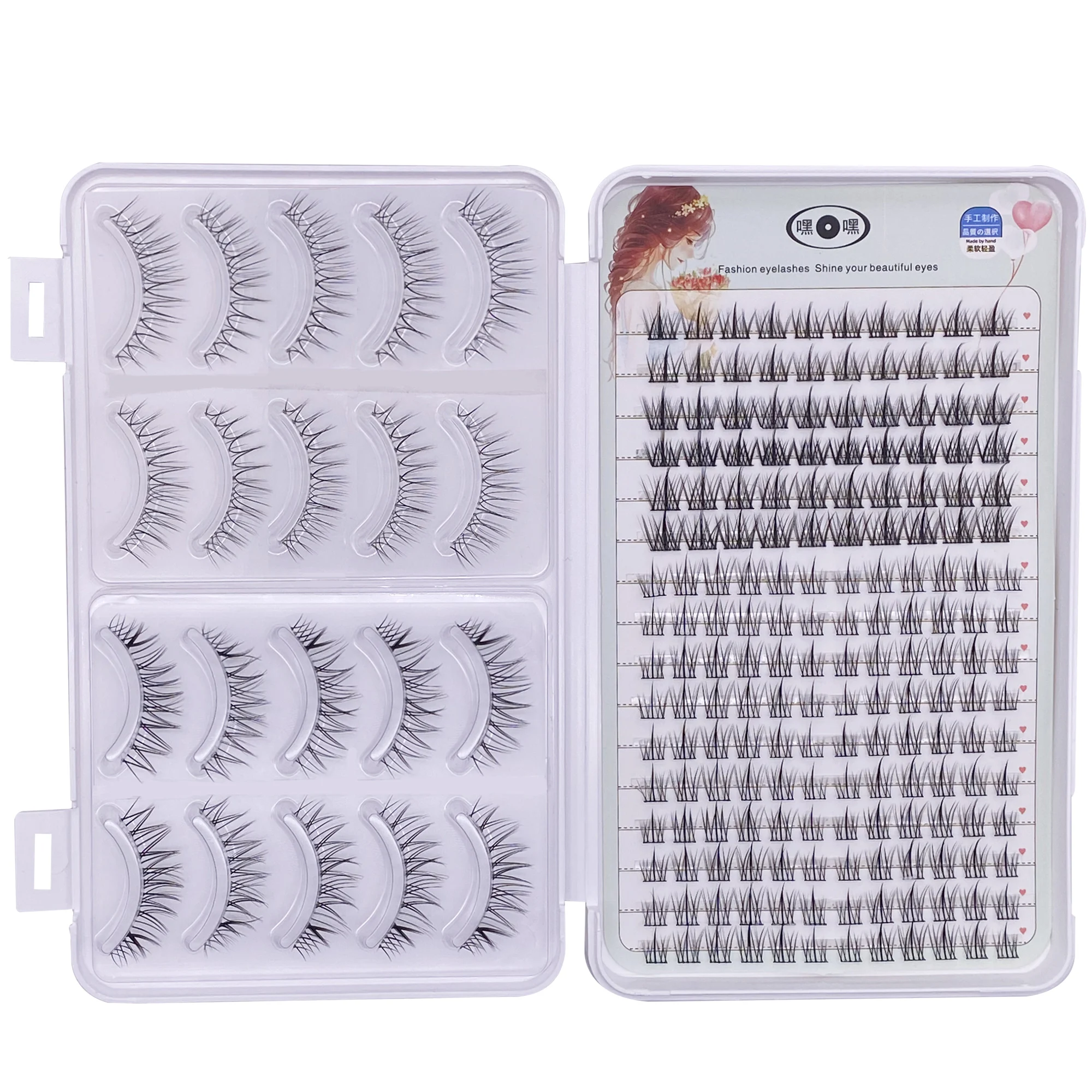 DIY Clusters Lashes Extension Segmented Flase Lashes Lazy Trilogy Sun Flower Natural Single Cluster Fine Stem Fairy Lash Book