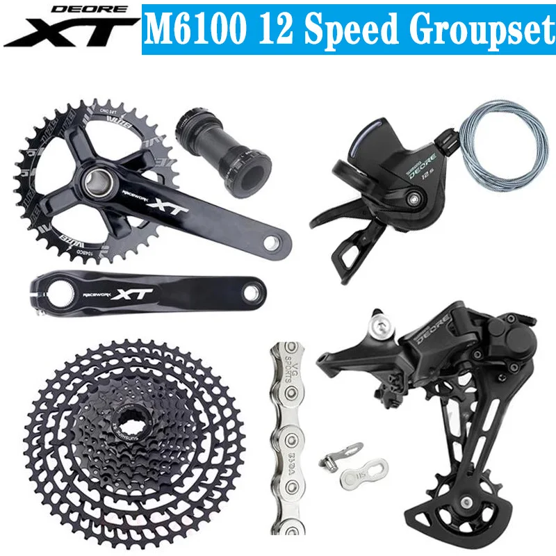 Deore M6100 1x12 Speed Groupset Bike Derailleur Shift XT Crankset 12S Silver Chain SUNSHINE 46/50/52T Cassette for SHIMAN 0 HG