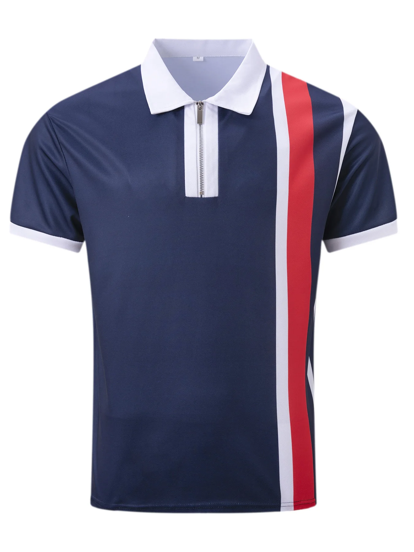 Summer Fashion Men Short Sleeve Polo Shirt Splicing Red Stripe Printing Business Streetwear Casual  Men Breathable Top S-XXXL