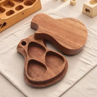 

Guitar Pick Case Accessories Player for Men Holder Storage Container Wooden Box