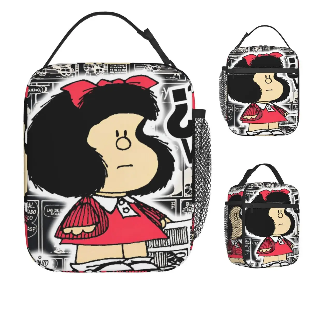 

Mafalda Comic Cartoon Kawaii Lunch Bag Casual Lunch Box Work Portable Thermal Lunch Bags Print Cooler Bag