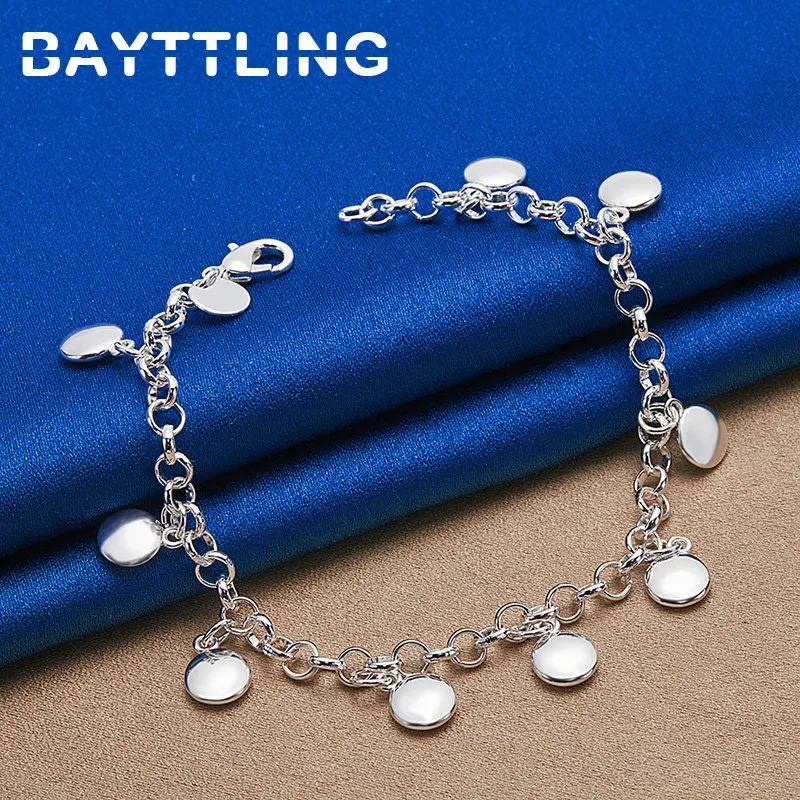 

New Woman 925 Sterling Silver Exquisite Round Bracelet Jewelry For Fashion Party Gift Wedding Girlfriend Temperament Accessories