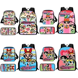 Child Backpacks Cute Anime Powerpuffs Girlss Shoulder Bag Pencil Case Pupil Large Capacity School Bags for Boys Girls Best Gift