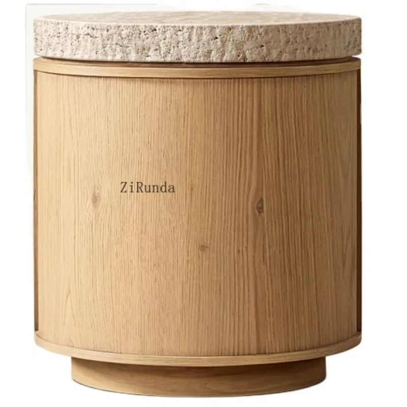 The top of the R American solid wood coffee table is made of limestone.