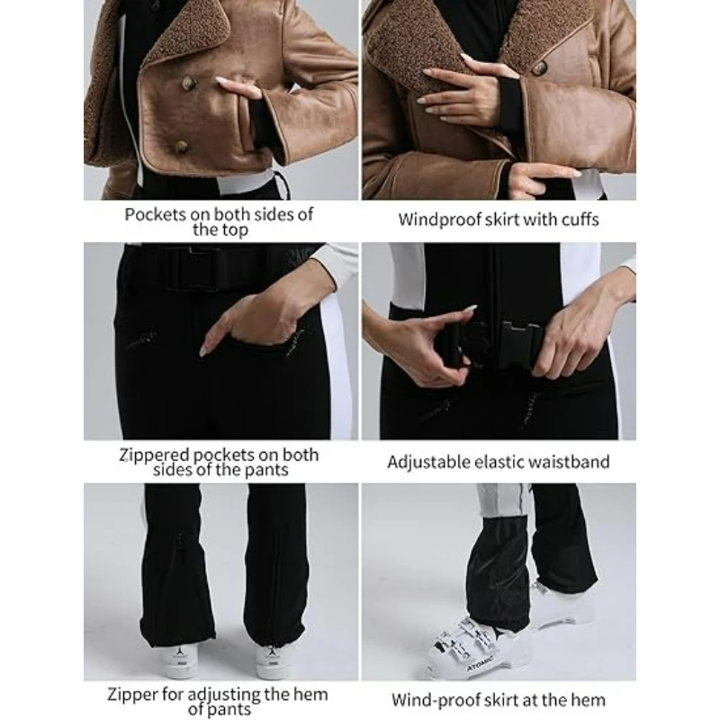 جديد أنثى سليم صالح الشتاء في الهواء الطلق ملابس الثلوج الحرارية يندبروف مقاوم للماء دائم التزلج بذلة المرأة قطعة واحدة بدلة تزلج #4