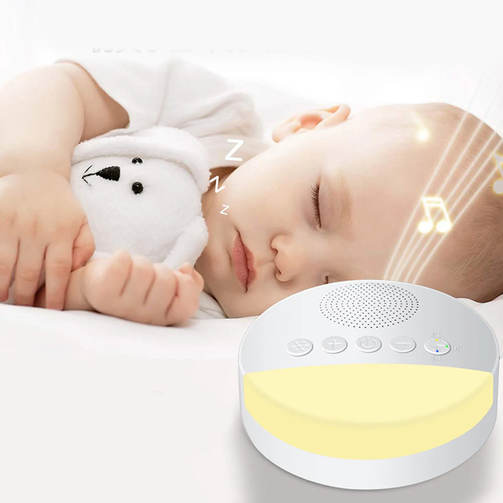 Baby White Noise Machine USB Rechargeable Timed Shutdown Baby Sleep Sound Machine with Reading Book Lamp Night Light