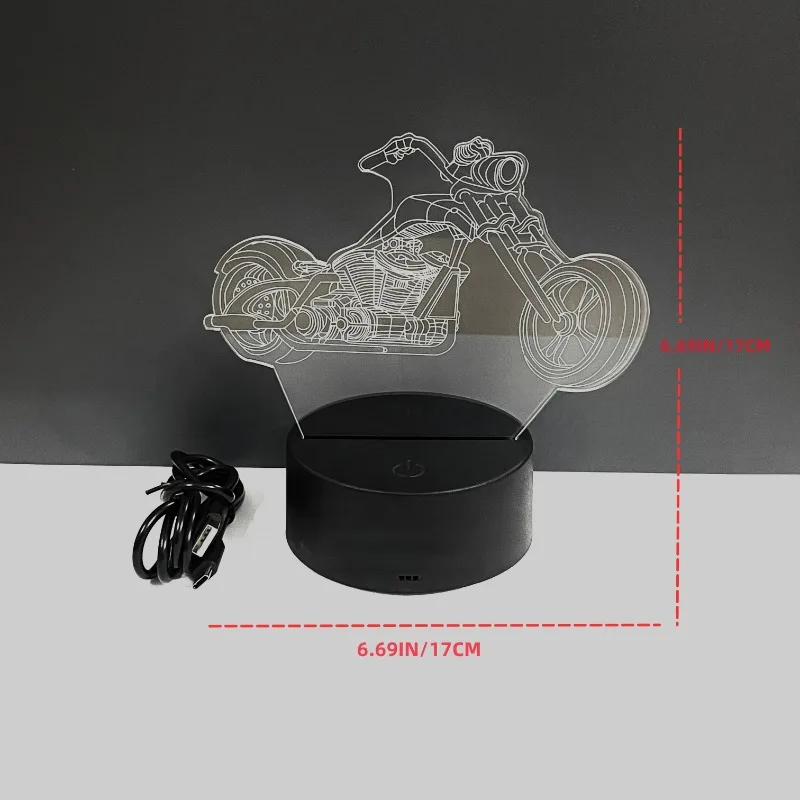 3D Motocicleta Luz Noturna, 7 Mudando a Cor LED, Lâmpada Ilusão, Sala de estar Decor, Luzes LED Night, Mood Lamp, Home Decor, USB