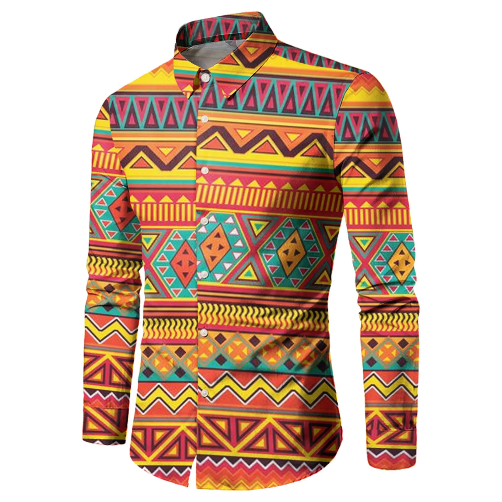 African Print Dress Shirt Men Ethnic Fashion Long Sleeve Streetwear African Shirts Mens Bazin Tribal Ethnic Clothing Chemise