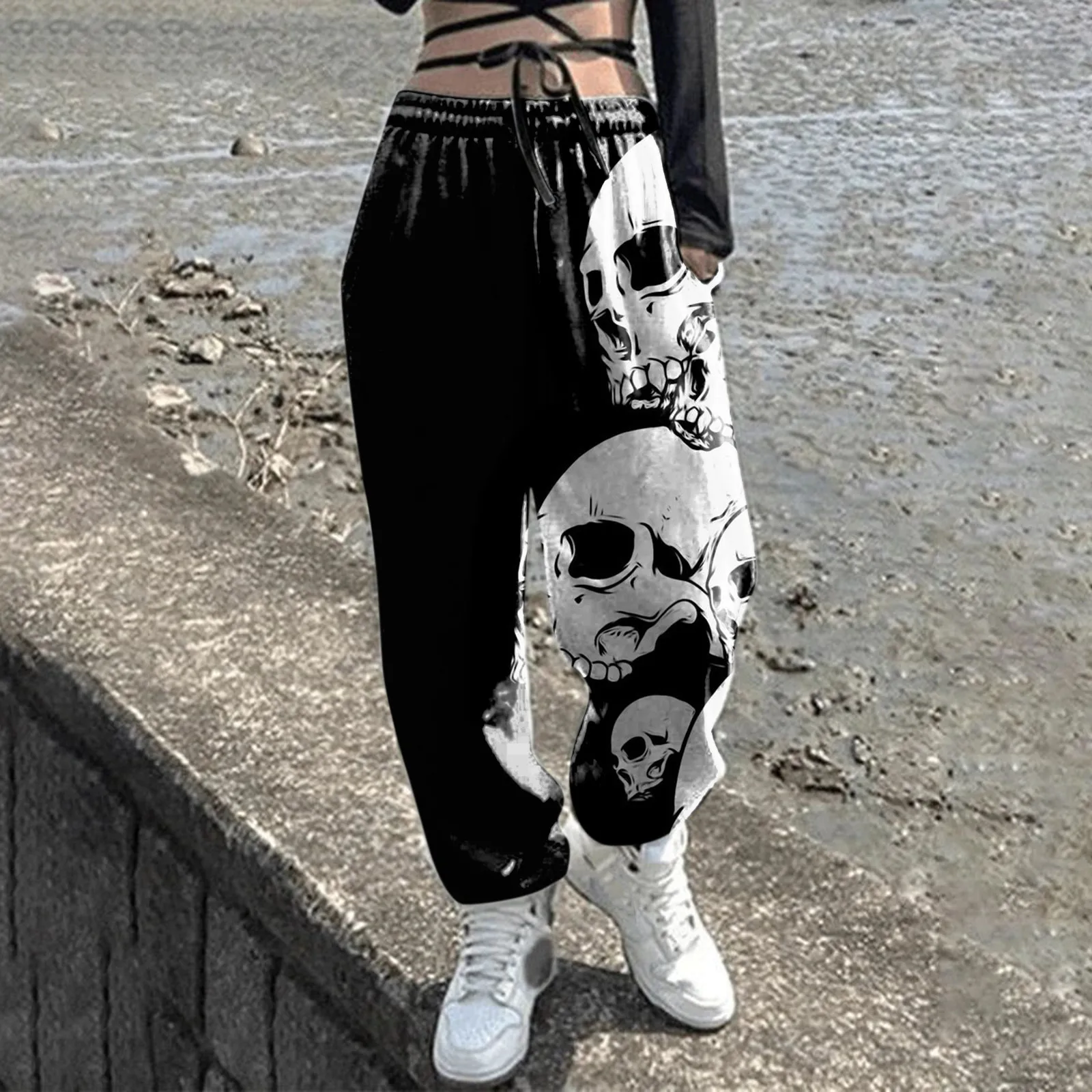2023 Halloween Women\'s Pants 3D Printing Casual Harlan Pants Versatile Straight Leg Pants Fashion Knee Length Pants Sports Pants