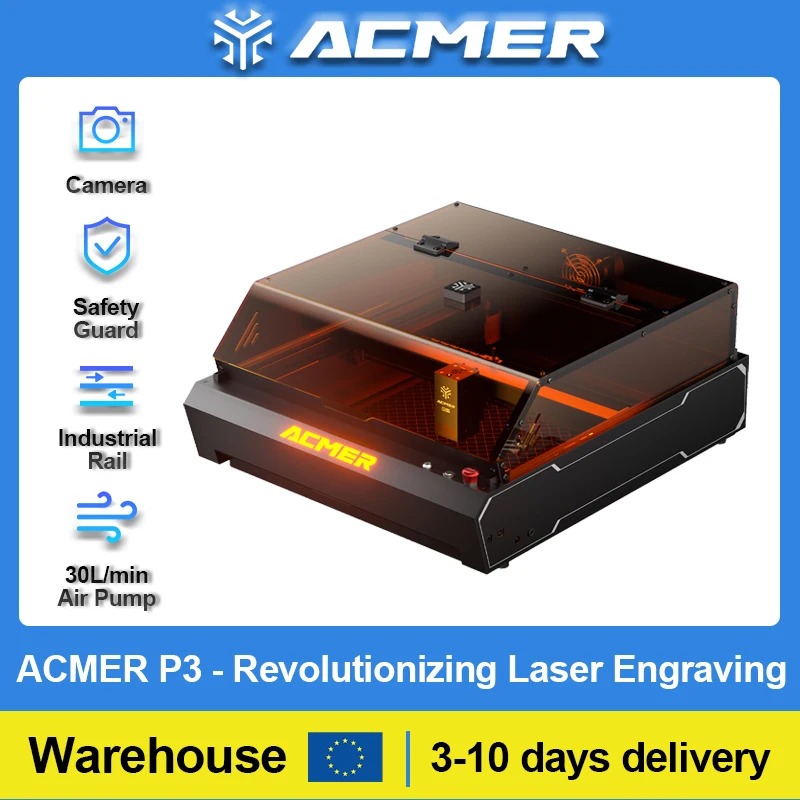 ACMER P3 48W 24W 10W + IR 2W lasergraveerder Krachtige lasergravure snijmachine met Air Assist-systeem voor metaal hout leer