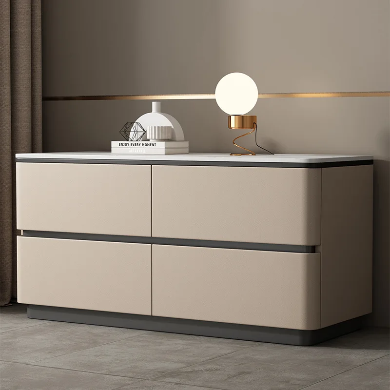 

Italian style, minimalist, large apartment, bedside table, light luxury, high end, all solid wood