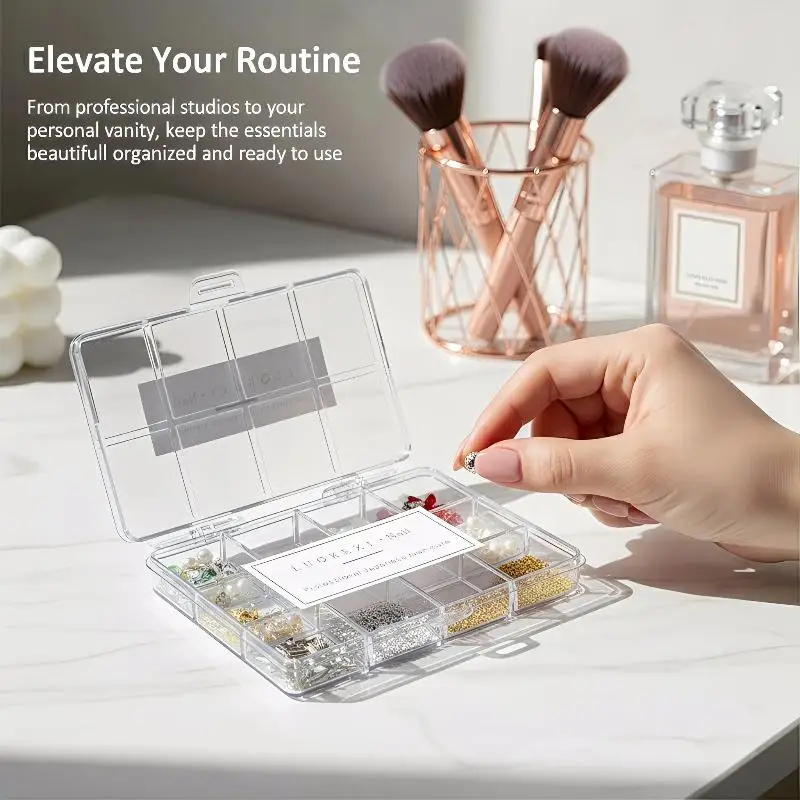 Nail Rhinestone Storage Box Transparent Organizer 12 Compartments Durable High Quality Case for Nail Salon Home - view 2