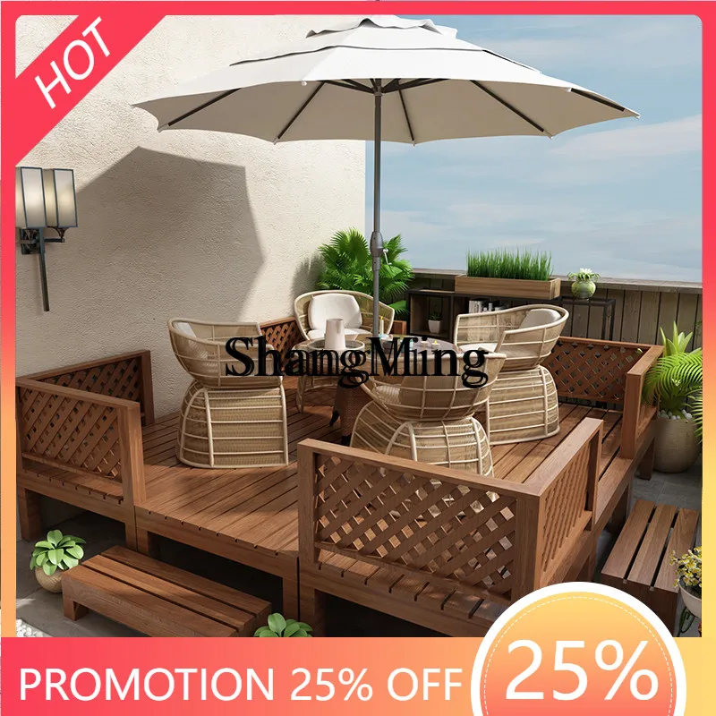 

ZYY балкон под открытым небом, украшение из цельного дерева, макет двора на открытом воздухе, платформа для сада и завтрака, карбонизированный пол