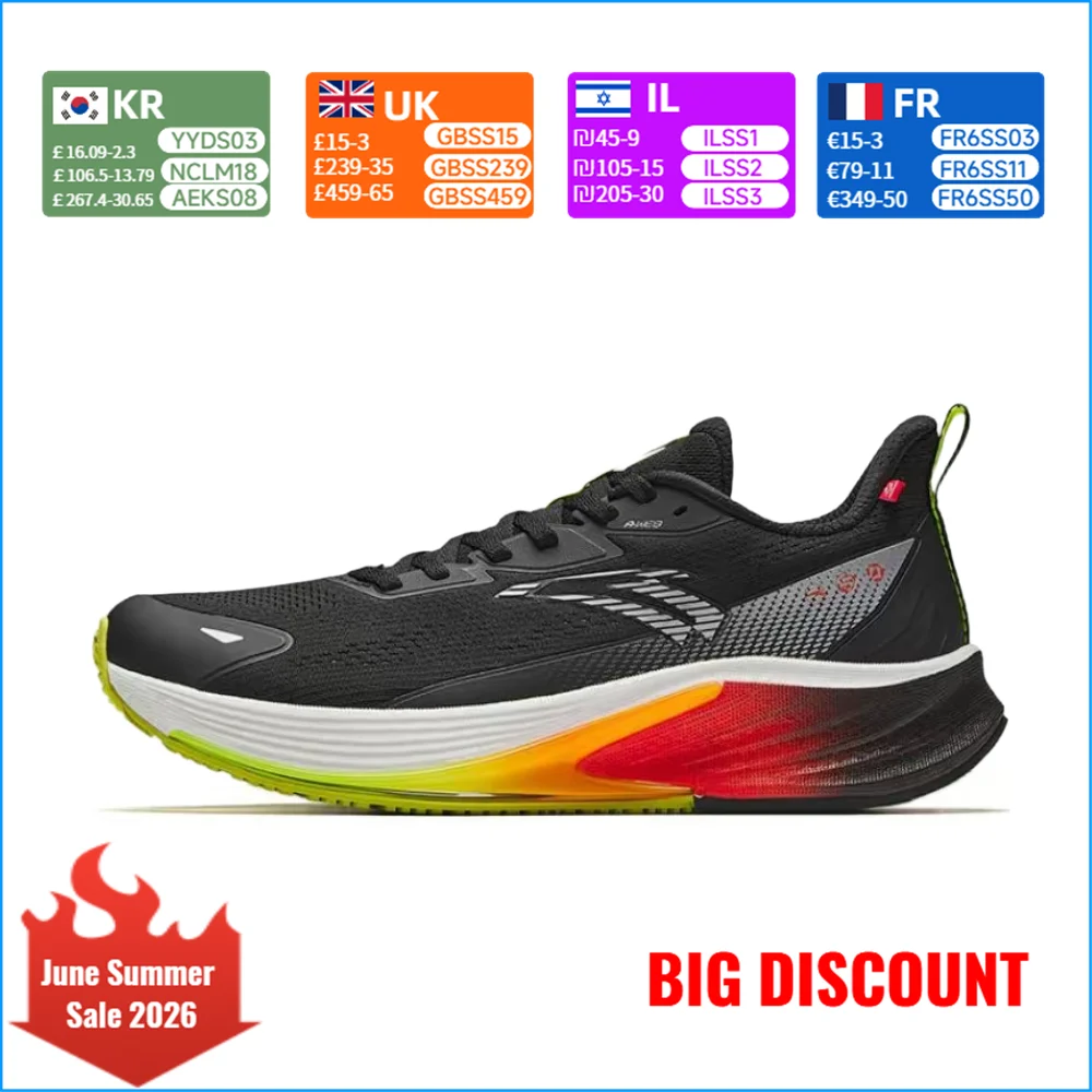 

Anta Rocket 6.0:Comfortable, Versatile, Cushioned, and Non-Slip Low-Top Running Shoes for Men (Black, Silver, Green) 112445581-5