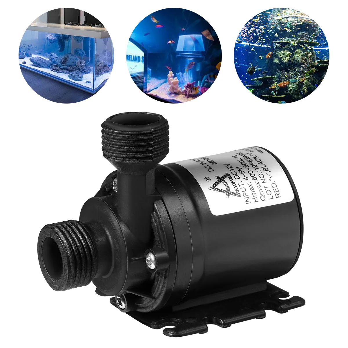 

UEETEK 1PC 12V Brushless Submersible Pump 800L H 5M Premium for Fountain Pool Aquarium Fish Tank Solar Water Circulation Systems