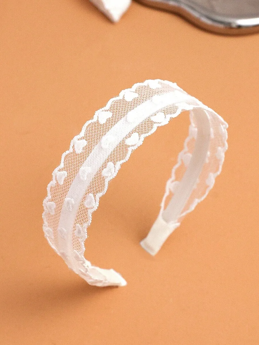 

Elegant White Lace Embroidery Headband For Women Hair Accessories