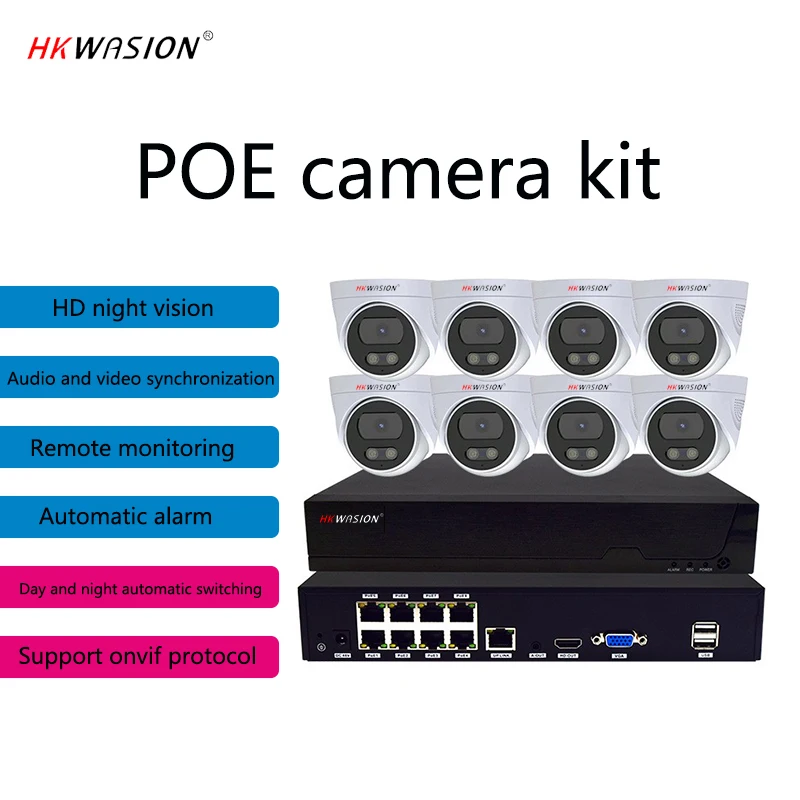 

HKWASION 4CH 8CH CCTV Camera Security System Kits 5MP POE Surveillance Cameras Set Face Detect Infrared Night Vision APP TSEye